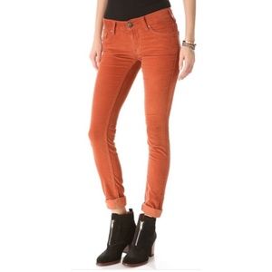 Free People Burnt Orange Skinny Corduroy Pants